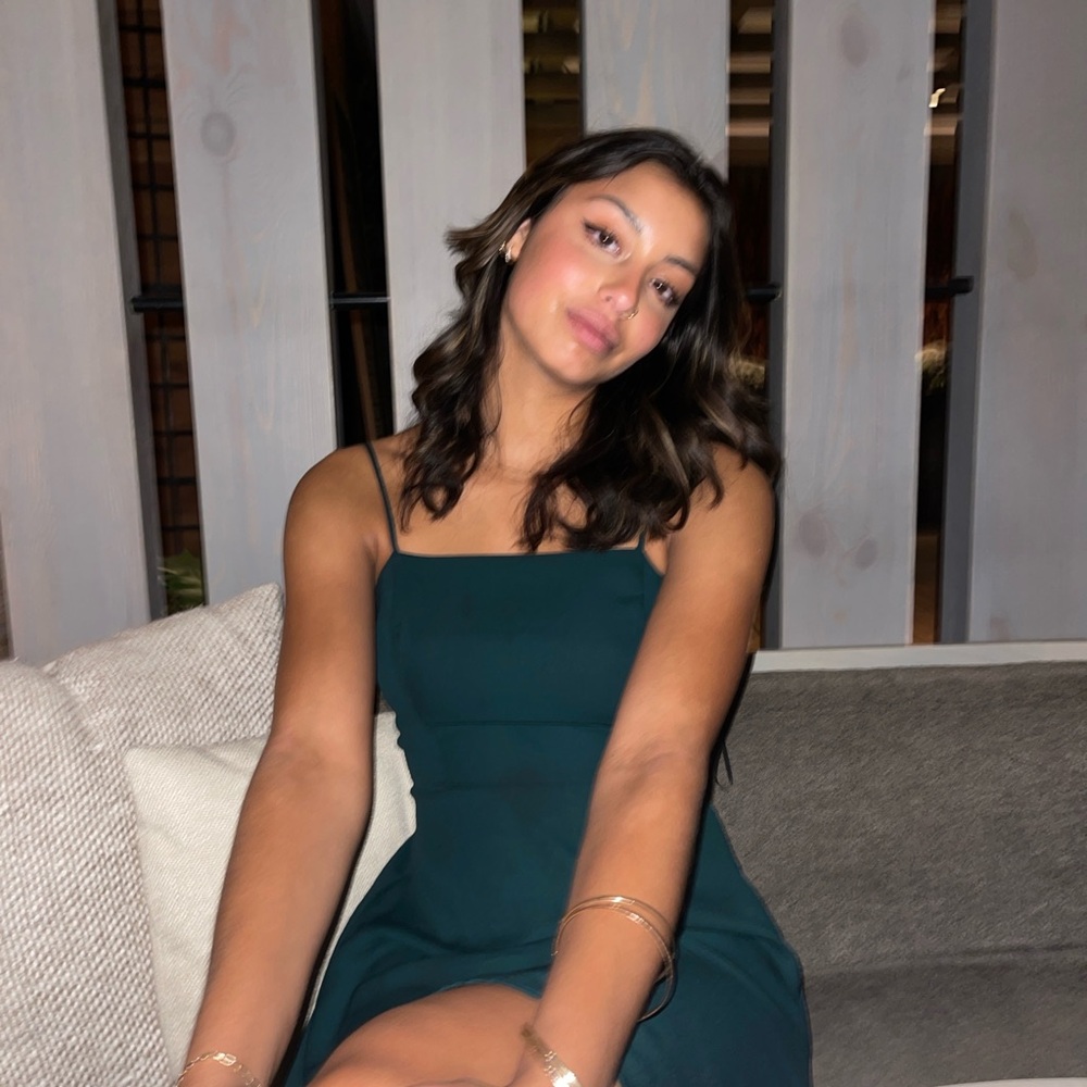 Green semi dress.